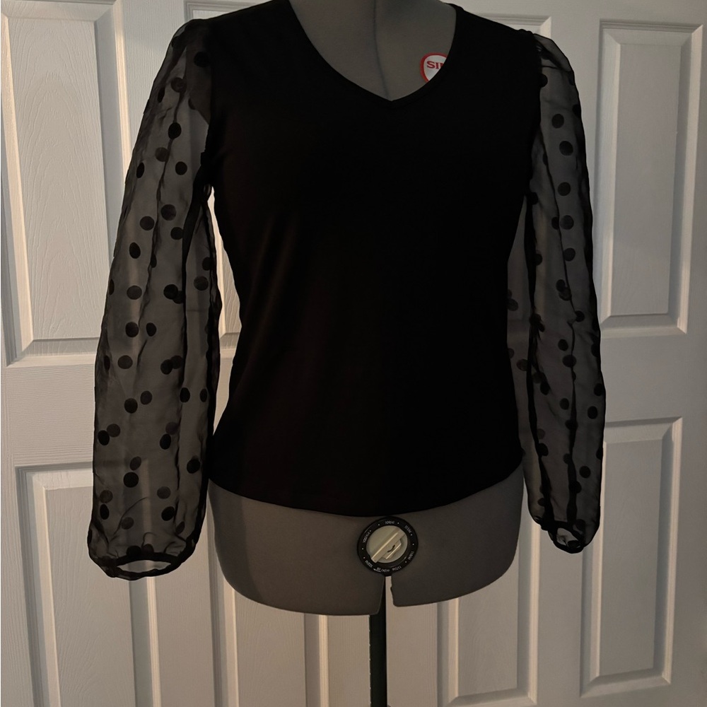 Elegant Black Sheer Sleeve Top